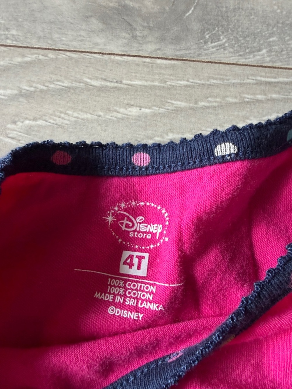 Disney Minnie Mouse Hot Pink Short Sleeve Tee with Navy Trim - Picture 2 of 2